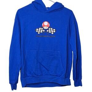 Nintendo Mario Brothers Mario Cart Graphic Hoodie Blue Youth 18 Mens Small